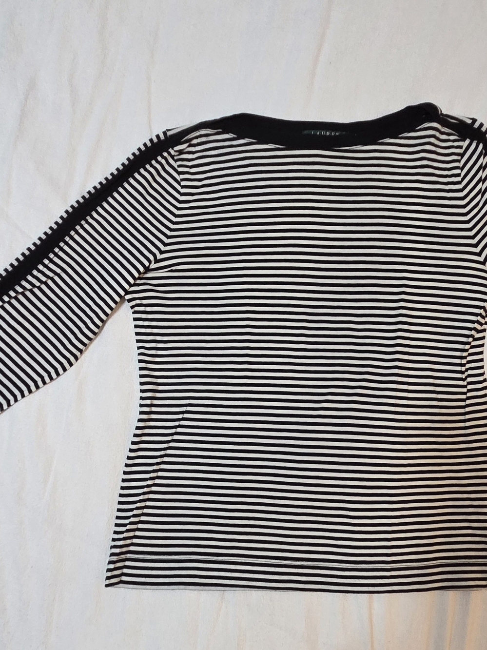 Lauren Ralph Lauren Black & White Striped Women's Long Sleeve Top